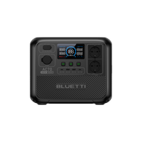 A black BLUETTI AC70 portable power station with a digital display, multiple ports, and buttons on the front panel.