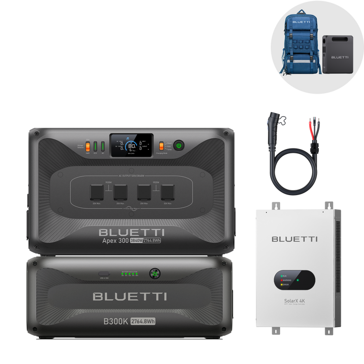 BLUETTI Apex 300 + B300K + SolarX 4K + Cable P090D