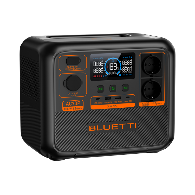 BLUETTI AC70P Tragbares Kraftwerk | 1000W 864Wh