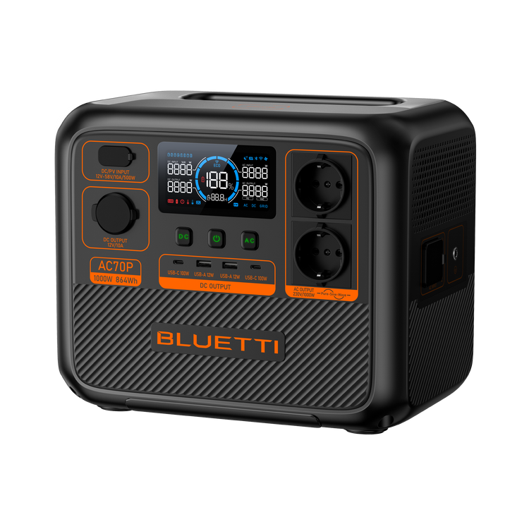 BLUETTI AC70P Tragbares Kraftwerk | 1000W 864Wh