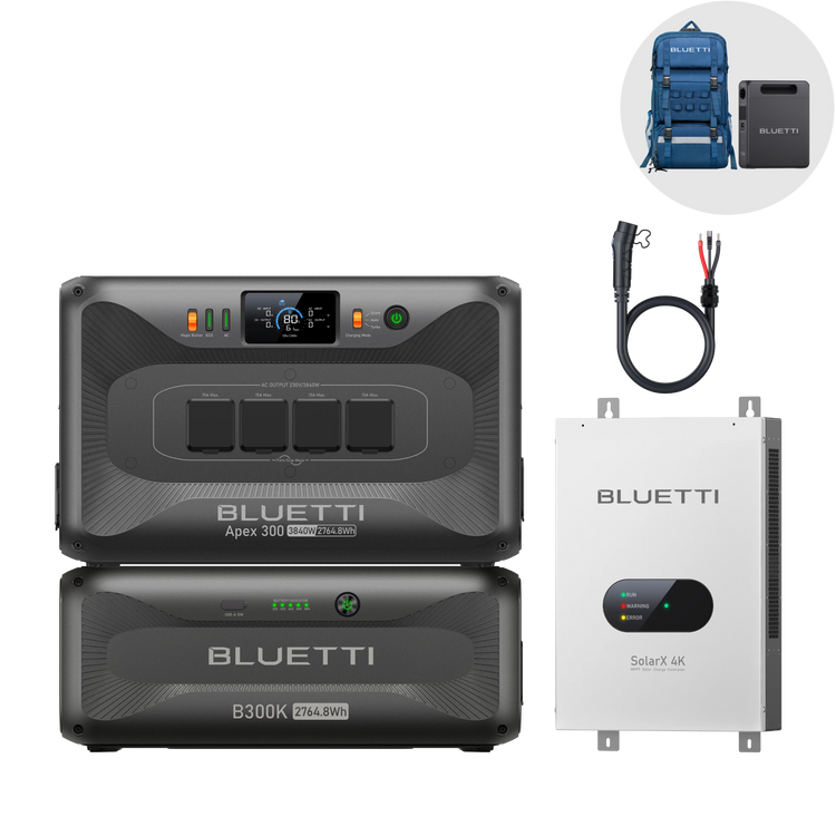 BLUETTI Apex 300 + B300K + SolarX 4K + Cable P090D