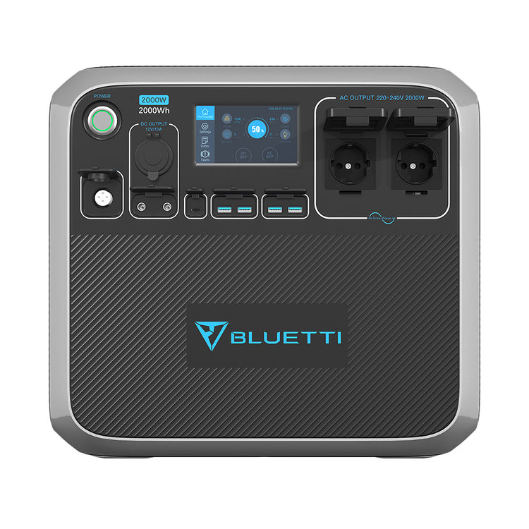 BLUETTI Kit de Groupe Electrogène 2000W/2000Wh AC200P avec 3 pcs PV120 Panneaux  Solaires Monocristallins de